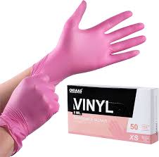 Gants Jetables Roses XS en Vinyle Sans Latex