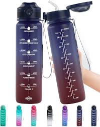 Gourde Sport Lunidry 1L avec Paille et Indicateur de Temps