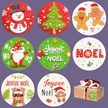 500 Autocollants Joyeux Noël - Étiquettes à Colle 4CM